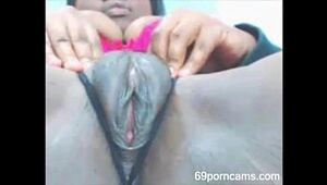 Ebony Girl Rubs Her Fat Pussy And Squirts - More At 69porncams.com