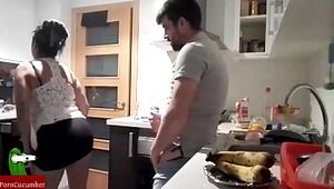 We fuck in the kitchen and I cum on your face. SAN114