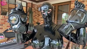 Latex Alien Trying Out Fetish Gas Masks