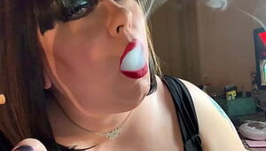 BBW Mistress Tina Snua Chain Smokes 2 Superking Cigarettes With Lots Of Nose Exhales