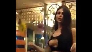 Lebanese girl dancing in the coffe shop