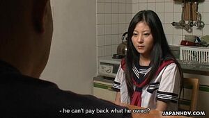 Asian teen clearing her father's debt with sex